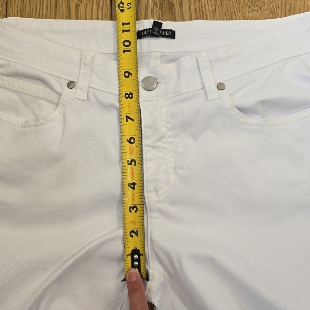 Eileen Fisher White Organic Cotton Denim Slim Jeans Size 8 - Picture 5 of 10